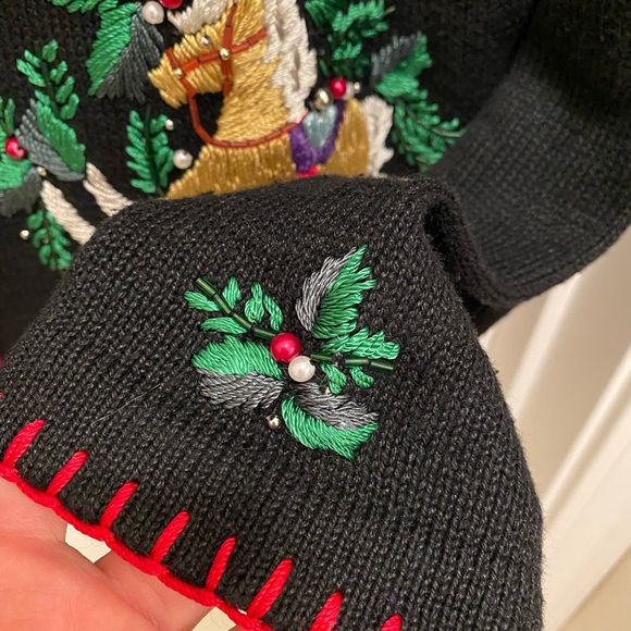 Vintage Christmas cardigan sweater BP Design Grandma Ugly Sweater Holiday beaded - Picture 3 of 16